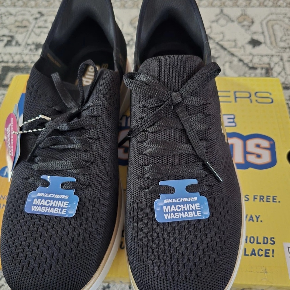 Skechers Womens Night Chic Black Walking Shoes Size 9 (7759960)